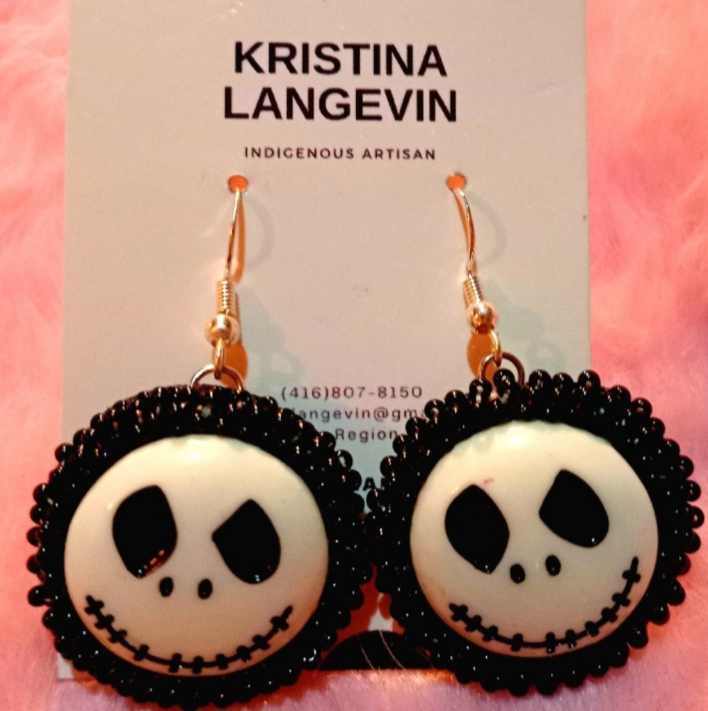 Black and White Skull Earrings